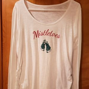 "Mistletoes" Footprint Holiday Maternity Top